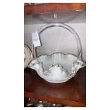 Fenton silver crest Spanish lace basket 8" tall