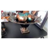 Large modern glass compote home decor 16" diam