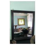 Beveled glass framed wall mirror 25" x 19"