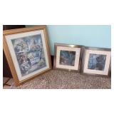 Framed wicker chair print 19" x 23",pair framed