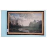 Framed mountains print 25" x 16" No glass Half