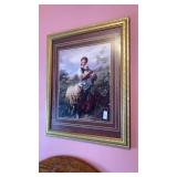 Shepherd girl w/ sheep Large framed print 31"