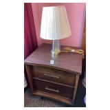 2-drawer nightstand, small lamp