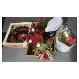 Christmas wreath, big bells decors, silk florals