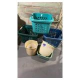 Laundry basket lot with clothes pins