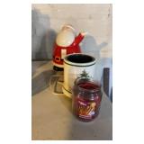 Candle warming pot and Santa Claus cookie jar