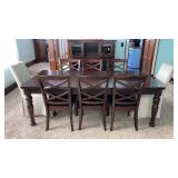 Large extension dining table & 8 chairs (2 cloth-