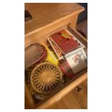 Contents of drawer, potholders and trivets