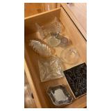 Drawer, contents of glassware and serving plates