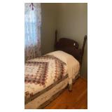 Single 4 post bed w/mattress, bedding seperate