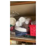 Paper goods, shelf, lot baskets, tin foil, etc.