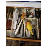 Knives , spoons, wisks etc drawer lot
