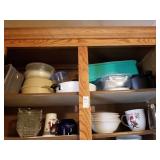 Plastic ware and misc dishes 3 shelf lot