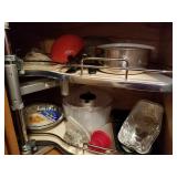 Salad spinner, colanders, nested metal bowls