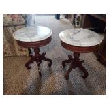 2 mahogany marble top stands