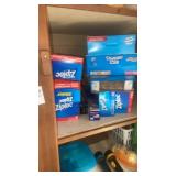 Shelf lot of Ziploc bags and miscellaneous food