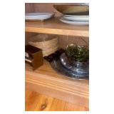 Shelf lot of trays and paper plate baskets