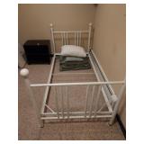 Metal bed single with bedding