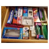 Various Ziploc storage bags, straws, pill boxes