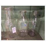 2 Alwineï¿½s Dairy qt bottles, 1 Queen City bottle