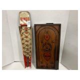 Antique tin marble bingo game + wood game board