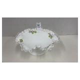 Fenton- milk glass compote dish- violets