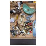 Fishing lures, bait box, hooks,Daiwa fishing reel