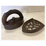 Antique Sad Iron on stand rest