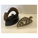 Antique Sad Iron on stand rest