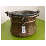 Antique copper cauldron 9 1/2 wide X 7 inches
