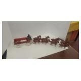 Metal Budweiser wagon , 2 men, 8 horses, barrels,