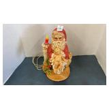 Vintage Santa with angel- light up candle- 11.5