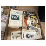 Vintage photos, postcards, sheet music box lot