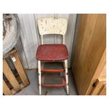 Vintage red and white metal stepstool