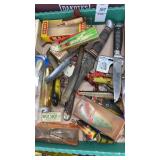 Knives, fishing lures, sinkers, Langley De-Liar