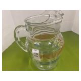 Vintage clear, glass, striped pitcher
