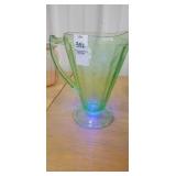 Uranium glass pitcher - 7.5 inches h