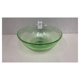 Green depression glass bowl -7.5 inches wide