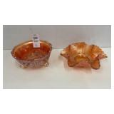 Carnival Glass -marigold/ footed dish- 5 inches