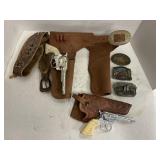 Childï¿½s Pistols + Holsters + 3 Belt Buckles,