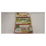 Freight station, colonial house, and railroad