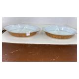 2 Pyrex divided dishes 1 1/2 qt