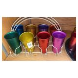 Aluminum tumblers in carrier. Heller Hostess Ware