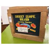 Wooden sunny slope brand, Carolina peaches box