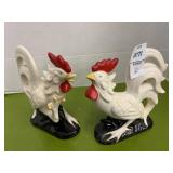 Vintage pear, ceramic fancy roosters