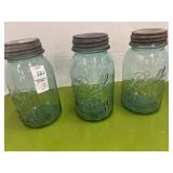Three antique Ball canning jars quart size with