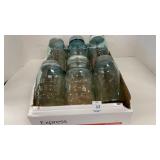 6 antique canning jars with lids