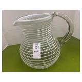 Hand Blown white striped pitcher