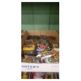 Lot of belt buckles, patches, and buckles