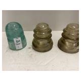 Vintage clear, green glass insulators